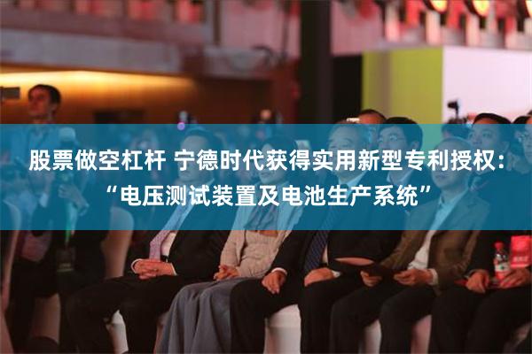 股票做空杠杆 宁德时代获得实用新型专利授权：“电压测试装置及电池生产系统”