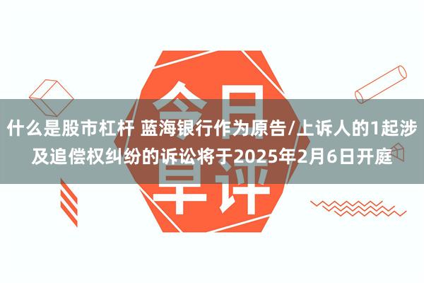 什么是股市杠杆 蓝海银行作为原告/上诉人的1起涉及追偿权纠纷的诉讼将于2025年2月6日开庭