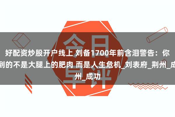 好配资炒股开户线上 刘备1700年前含泪警告：你摸到的不是大腿上的肥肉 而是人生危机_刘表府_荆州_成功