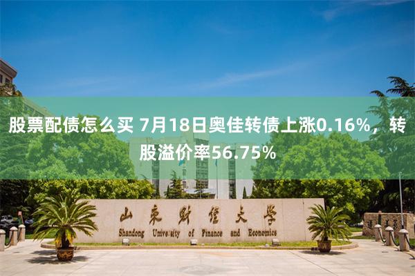 股票配债怎么买 7月18日奥佳转债上涨0.16%，转股溢价率56.75%